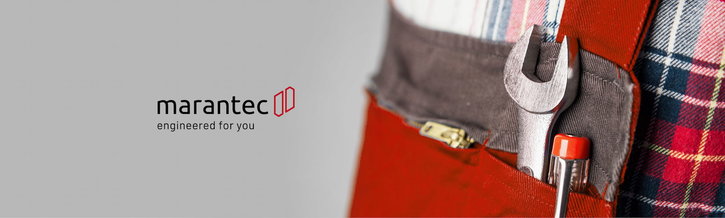 Detailansicht von Werkzeug in einer Tasche in der Mitte sieht man das Marantec Logo